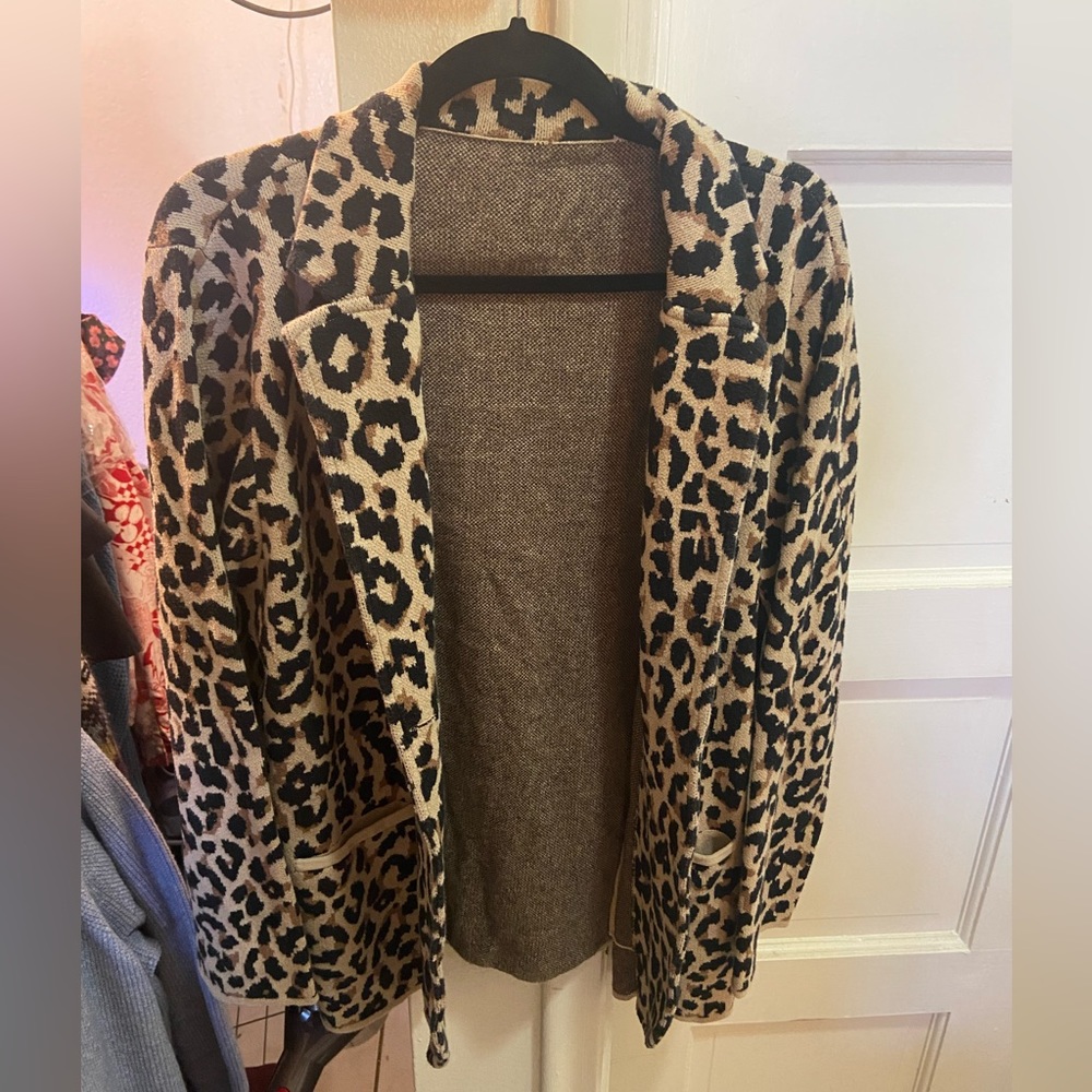J Crew leopard wool blazer (XL or XXL - missing size tag)
